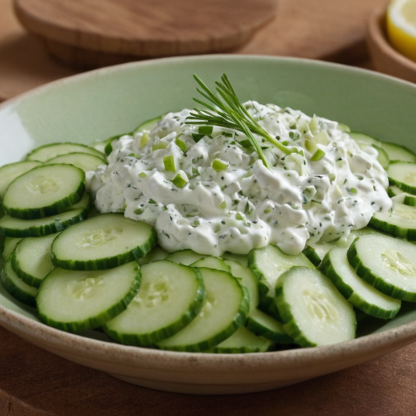 Salade de Concombre à la Crème Fraîche et Ciboulette