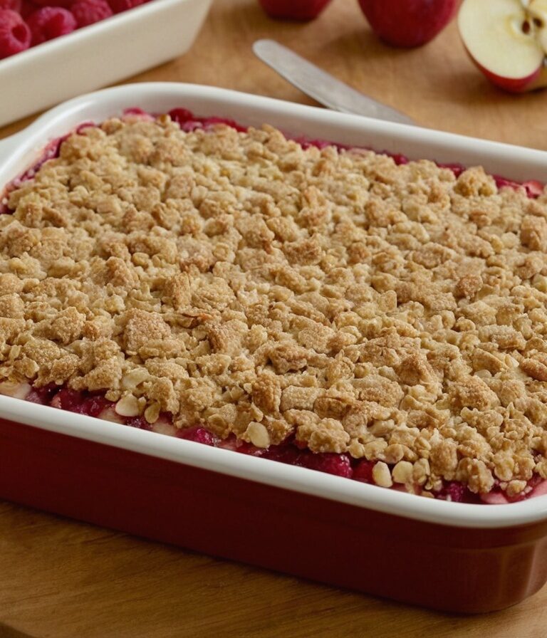 Crumble aux pommes et framboises