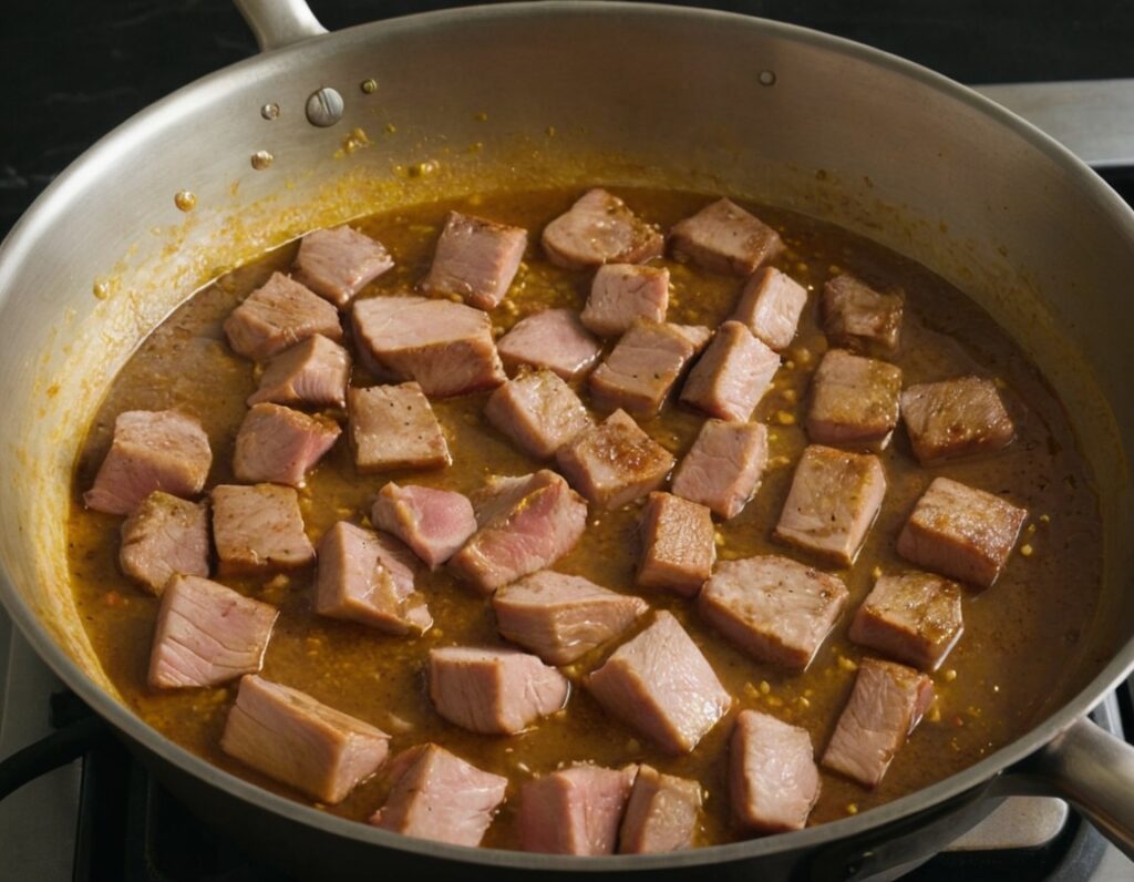 sauté de porc à la moutarde - cuisson